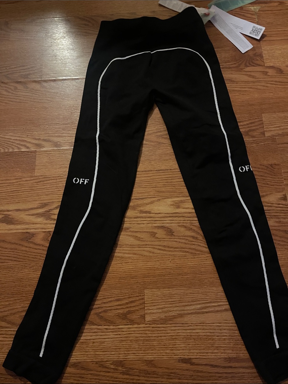 Off-White Black Leggings with White Trim